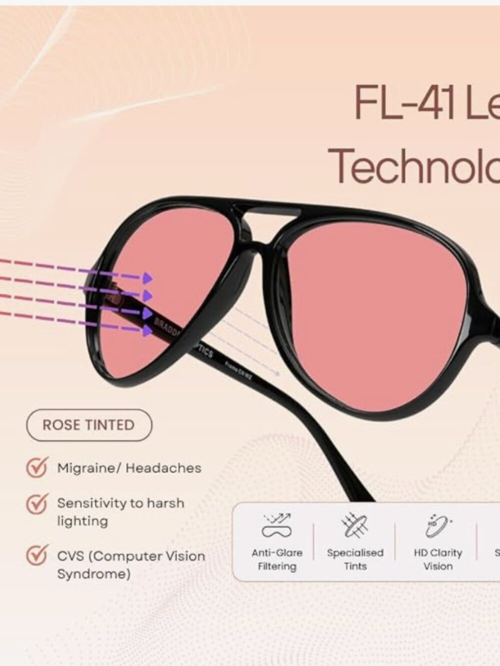Braddell FL-41 FL-60 Aviator Glasses Migraine Light Sensitivity 2 Pairs Set New
